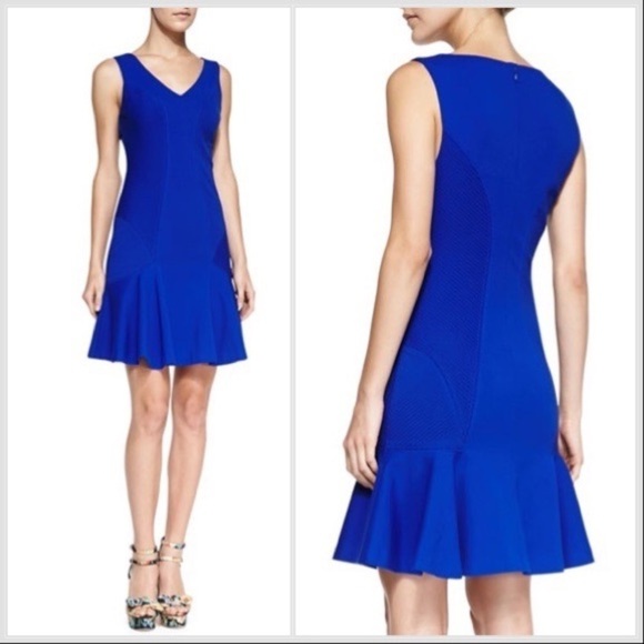 Diane Von Furstenberg Carla Sleeveless Flared-Hem Blue Drop Waist Sheath Dress 8 - Picture 16 of 16
